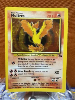 Moltres Pokemon Card Holo WOTC 12/62 Fossil Set Rare Vintage 1999 Original MP - Image 1