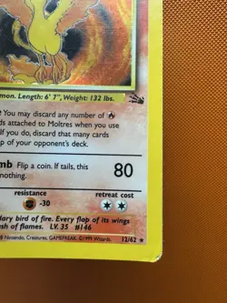 Moltres Pokemon Card Holo WOTC 12/62 Fossil Set Rare Vintage 1999 Original MP - Image 5
