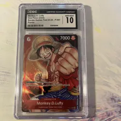 Bandai Monkey D. Luffy P-001 Games Fest 23-24 Promo Foil CGC 10 One Piece Card - Image 1
