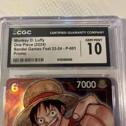 Bandai Monkey D. Luffy P-001 Games Fest 23-24 Promo Foil CGC 10 One Piece Card - Image 2