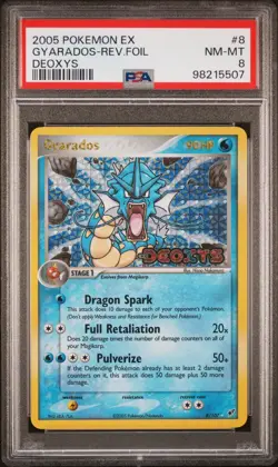 PSA 8 Gyarados 8/107 EX Deoxys 2005 Reverse Holo Rare Pokemon Card TCG - Image 1