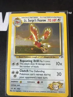 Lt. Surge's Fearow - 7/132 - Pokemon Gym Heroes Unlimited Holo Rare Card WOTC - Image 1
