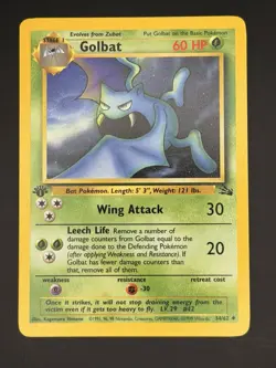 Pokemon TCG Golbat Fossil 1st Edition Uncommon Card 34/62 - Image 1