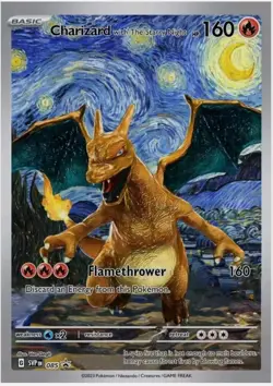 Starry Night Charizard Pokemon Inspired x Van Gogh Black Star Promo ACG Art Card - Image 1
