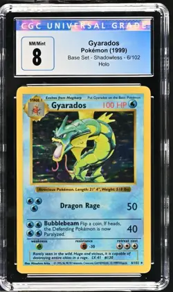 Shadowless Gyarados 6/102 Base Set Holo Pokemon Card CGC 8 NM-Mint - Image 1