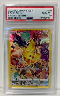2023 POKEMON SWORD & SHIELD CROWN ZENITH #160 FULL ART/PIKACHU PSA 10 - Image 1