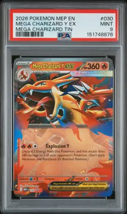 2026 POKEMON MEP EN-ME BLACK STAR PROMO #030 MEGA CHARIZARD Y EX PSA 9 - Image 1