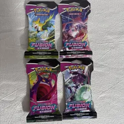 🌟 Pokemon TCG x4 Fusion Strike Sleeved Booster Pack Art Set. .All New & Sealed✅ - Image 1