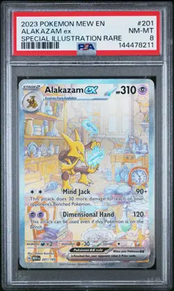 2023 POKEMON MEW EN-151 SPECIAL ILLUSTRATION RARE #201 ALAKAZAM EX PSA 8 - Image 1