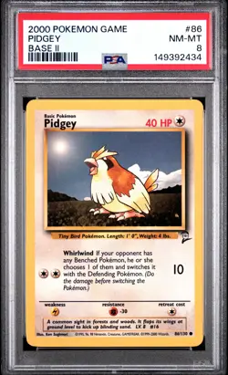 2000 POKEMON BASE SET 2 #86 PIDGEY PSA 8 - Image 1