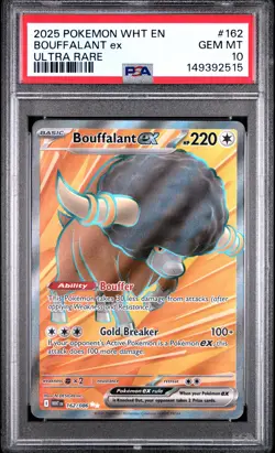2025 POKEMON WHT EN-WHITE FLARE ULTRA RARE #162 BOUFFALANT EX PSA 10 - Image 1