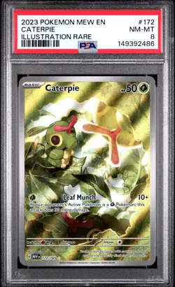 2023 POKEMON MEW EN-151 ILLUSTRATION RARE #172 CATERPIE PSA 8 - Image 1