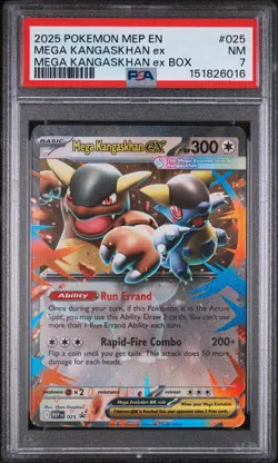 2025 POKEMON MEP EN-ME BLACK STAR PROMO #025 MEGA KANGASKHAN EX PSA 7 - Image 1