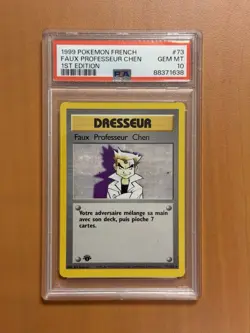 Carte Pokemon Faux Professeur Chen 73/102 Set de base Edition 1 PSA 10 - Image 1