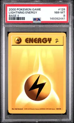 2000 POKEMON BASE SET 2 #128 LIGHTNING ENERGY PSA 8 - Image 1