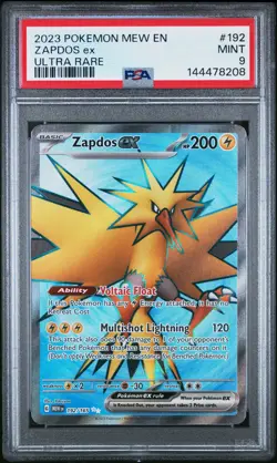 2023 POKEMON MEW EN-151 ULTRA RARE #192 ZAPDOS EX PSA 9 - Image 1