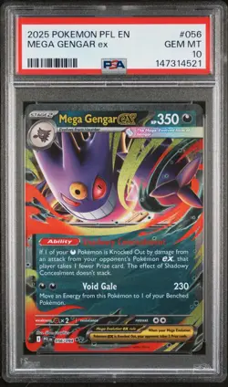 2025 POKEMON PFL EN-PHANTASMAL FLAMES #056 MEGA GENGAR EX PSA 10 - Image 1