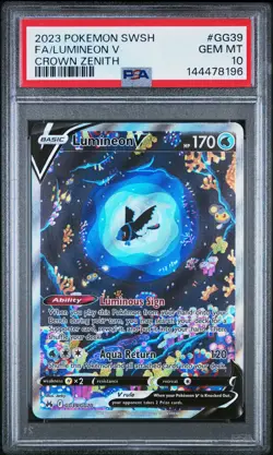 2023 POKEMON SWORD & SHIELD CROWN ZENITH #GG39 FULL ART/LUMINEON V PSA 10 - Image 1