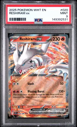 2025 POKEMON WHT EN-WHITE FLARE #020 RESHIRAM EX PSA 9 - Image 1