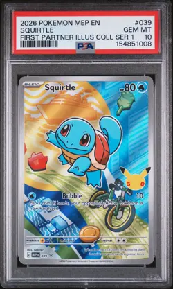 2026 POKEMON FIRST PARTNER ILLUSTRATION COLLECTION PROMO #039 SQUIRTLE PSA 10 - Image 1