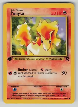 Ponyta 64/82 Team Rocket 1st Edition Pokemon LP - Image 1