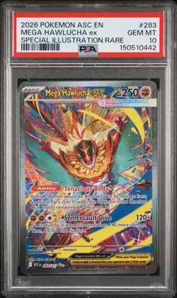 2026 POKEMON ASCENDED HEROES SPECIAL ILLUSTRATION RARE MEGA HAWLUCHA EX PSA 10 - Image 1