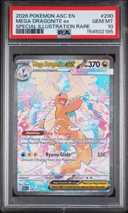 2026 POKEMON ASCENDED HEROES SPECIAL ILLUSTRATION RARE MEGA DRAGONITE EX PSA 10 - Image 1