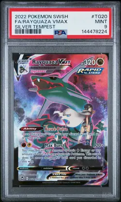2022 POKEMON SWORD & SHIELD SILVER TEMPEST #TG20 FULL ART/RAYQUAZA VMAX PSA 9 - Image 1