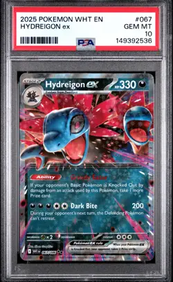 2025 POKEMON WHT EN-WHITE FLARE #067 HYDREIGON EX PSA 10 - Image 1
