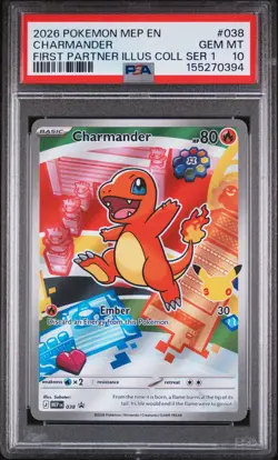 2026 POKEMON FIRST PARTNER ILLUSTRATION COLLECTION PROMO #038 CHARMANDER PSA 10 - Image 1