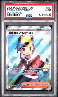 2025 POKEMON DRI EN-DESTINED RIVALS ULTRA RARE #221 ETHAN'S ADVENTURE PSA 9 - Image 1