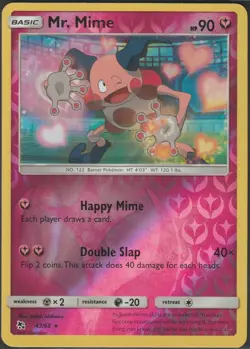 Pokemon TCG Hidden Fates Reverse Holo Mr. Mime #43/68 - Image 1