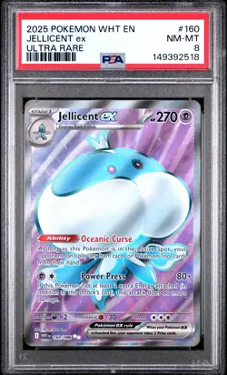 2025 POKEMON WHT EN-WHITE FLARE ULTRA RARE #160 JELLICENT EX PSA 8 - Image 1