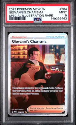 2023 POKEMON MEW EN-151 SPECIAL ILLUSTRATION RARE #204 GIOVANNI'S CHARISMA PSA 9 - Image 1