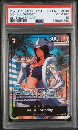 2026 ONE PIECE THE AZURE SEA'S SEVEN ALT ART #084 MS. ALL SUNDAY PSA 10 - Image 1
