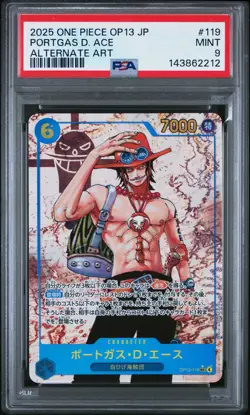 2025 ONE PIECE JPN OP13-CARRYING ON HIS WILL ALT ART #119 PORTGAS D. ACE PSA 9 - Image 1