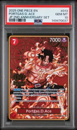 2025 One Piece En Portgas D Ace JP 2nd Anniversary #013 PSA 10 Gem - Image 1