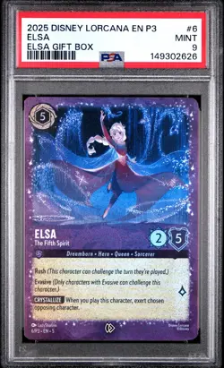 2025 DISNEY LORCANA EN P3-PROMO ELSA GIFT BOX #6 ELSA THE FIFTH SPIRIT PSA 9 - Image 1