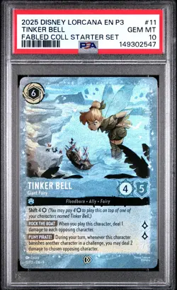 2025 DISNEY LORCANA EN P3-PROMO #11 TINKER BELL GIANT FAIRY PSA 10 - Image 1