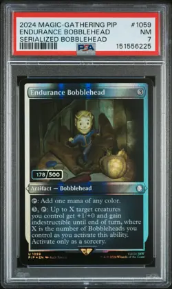 2024 MTG FALLOUT SERIALIZED BOBBLEHEAD #1059 ENDURANCE BOBBLEHEAD 178/500 PSA 7 - Image 1
