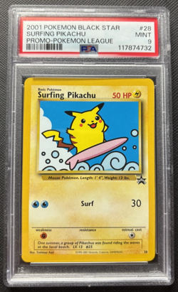 Surfing Pikachu Black Star Promo 28 Pokemon League 2001 PSA 9 - Image 1