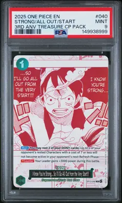 2025 ONE PIECE 3RD ANNIVERSARY! TREASURE CAMPAIGN STRONG/ALL OUT/START PSA 9 - Image 1