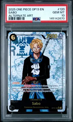 2025 ONE PIECE OP13-CARRYING ON HIS WILL ALTERNATE ART #120 SABO PSA 10 - Image 1