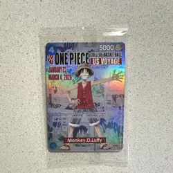Bandai Namco Monkey D. Luffy Holo Promo US Voyage One Piece CCG Card - Image 1