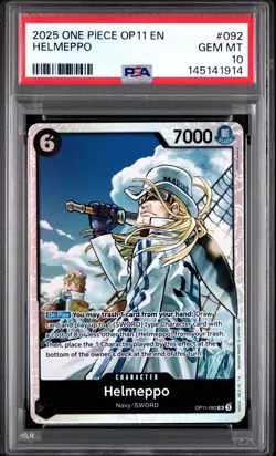 2025 ONE PIECE OP11-A FIST OF DIVINE SPEED #092 HELMEPPO PSA 10 - Image 1