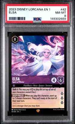 2023 DISNEY LORCANA EN 1-THE FIRST CHAPTER #42 ELSA SPIRIT OF WINTER PSA 8 - Image 1