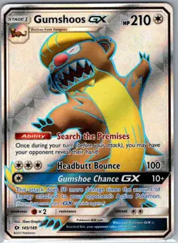 Gumshoos GX (Full Art) 145/149 SM Base Set - Pokemon Card - NM - Image 1