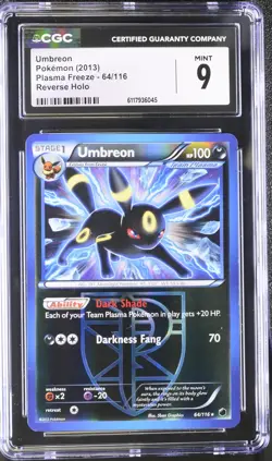 CGC 9 MINT Umbreon 2013 Plasma Freeze 64/116 Reverse Holo Pokemon Card - Image 1