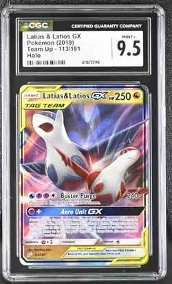 CGC 9.5 MINT+ Latias & Latios GX 2019 Team Up 113/181 Holo Pokemon Card - Image 1