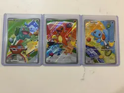 First Partner Kanto Starters Bulbasaur, Charmander, Squirtle Pokemon 3 Card Set - Image 1